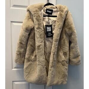 APPARIS Marie Hooded Faux Fur Beige Coat Woman's Size XXS NWT